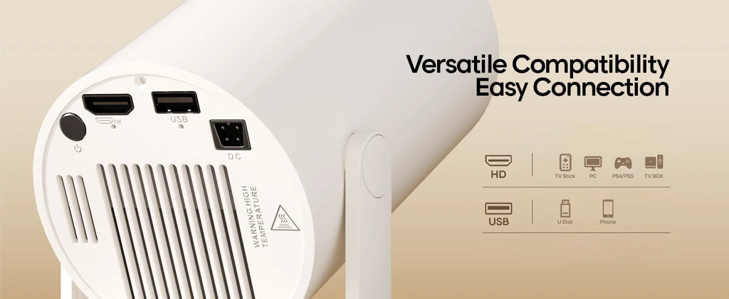 Magcubic HY300 Pro+ 4K draagbare projector met Android 11, 8000 lumen, WiFi 6, Bluetooth 5.4, buitenbioscoop, 5W HiFi-speaker, 720P HD-ondersteuning.