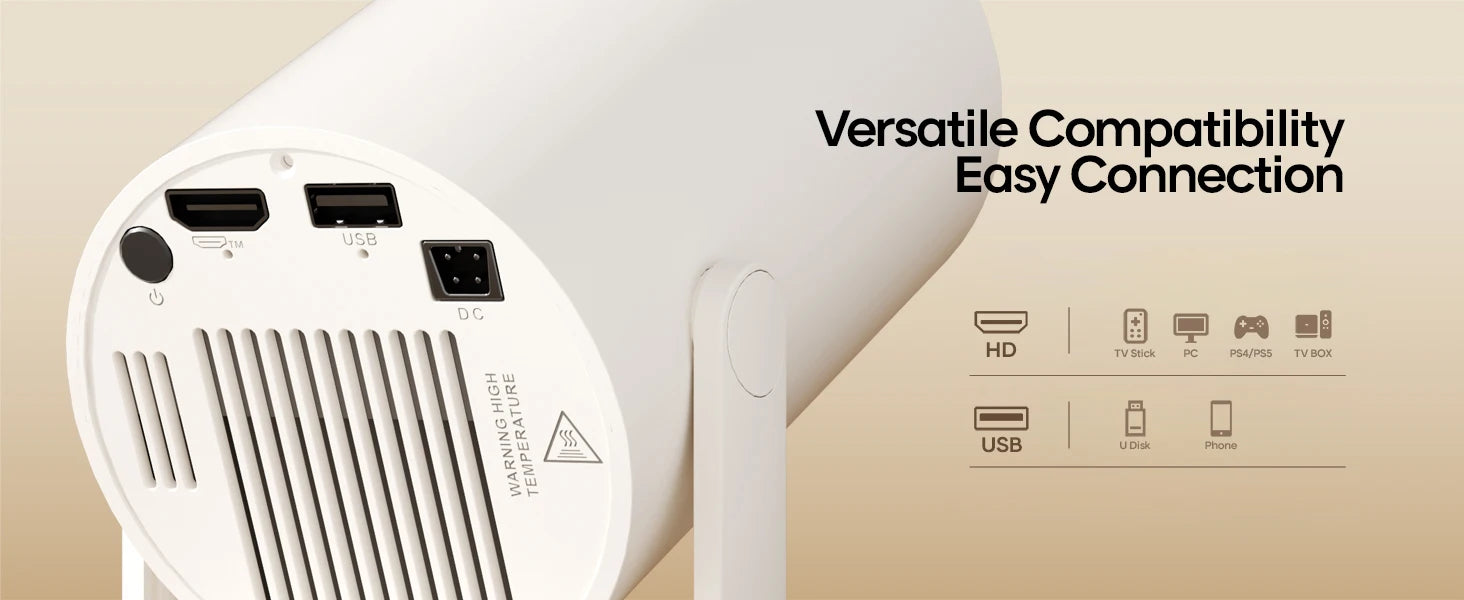 Magcubic HY300 Pro+ 4K draagbare projector met Android 11, 8000 lumen, WiFi 6, Bluetooth 5.4, buitenbioscoop, 5W HiFi-speaker, 720P HD-ondersteuning.