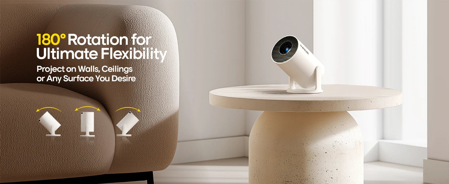 Magcubic HY300 Pro+ 4K draagbare projector met Android 11, 8000 lumen, WiFi 6, Bluetooth 5.4, buitenbioscoop, 5W HiFi-speaker, 720P HD-ondersteuning.