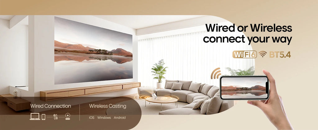 Magcubic HY300 Pro+ 4K draagbare projector met Android 11, 8000 lumen, WiFi 6, Bluetooth 5.4, buitenbioscoop, 5W HiFi-speaker, 720P HD-ondersteuning.