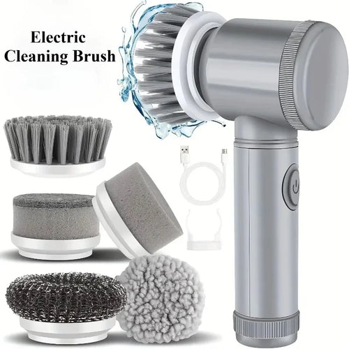 Cordless Electric Spin Scrubber with 5 Brush Heads